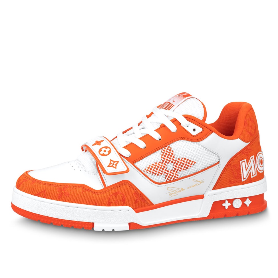 Klekt Louis Vuitton LV Trainer Monogram Denim Orange - Click Image to Close